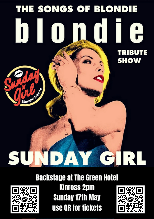 THE SONGS OF BLONDIE SUNDAY GIRL at Backstage at The Green Hotel on 17 May 2026 gig poster