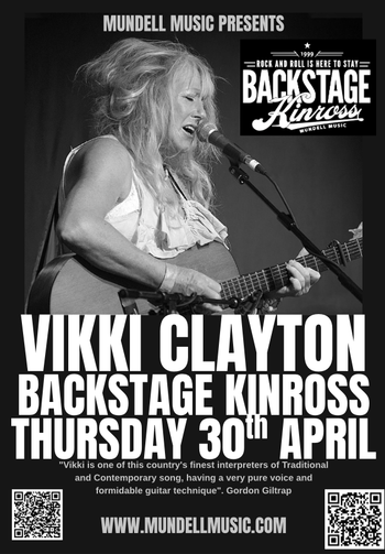 Vikki Clayton at Backstage on 30 April 2026 gig poster