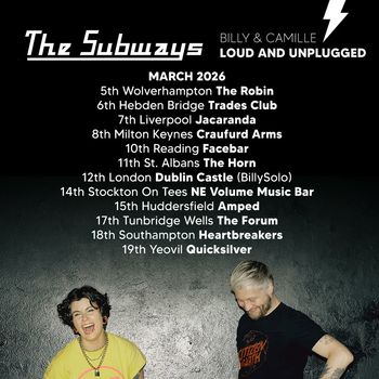 The Subways at Quicksilver on 19 March 2026 gig poster