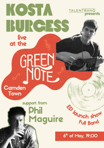 Kosta Burgess Phil Maguire & The Balladeers at Green Note on 6 May 2026 gig poster