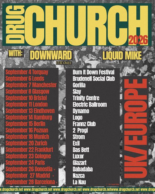 DRUG CHURCH 2026 Drug Church, DOWNWARD, Downward, Downward september 2026 tour poster