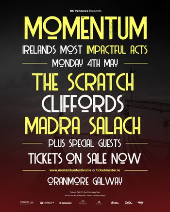MOMENTUM Cliffords, The Scratch, Madra Salach at Oranmore on 4 May 2026 gig poster