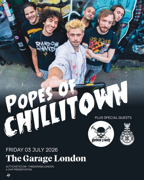 Popes of Chillitown Broken 3 Ways at The Garage on 3 July 2026 gig poster