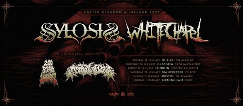 SYLOSIS & WHITECHAPEL Sylosis, Whitechapel, WHITECHAPEL, CARNIFEX, Carnifex january 2027 to february 2027 tour poster