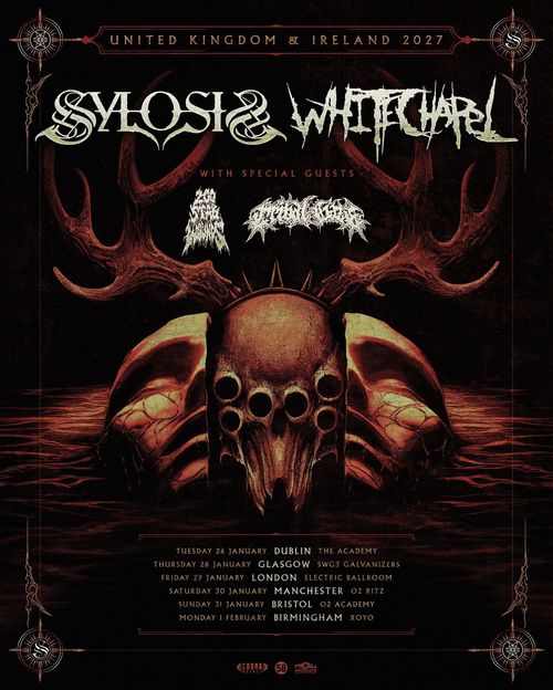 SYLOSIS & WHITECHAPEL Whitechapel, Sylosis, A GHOST january 2027 tour poster