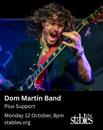 Dom Martin Band at the stables on 12 October 2026 gig poster