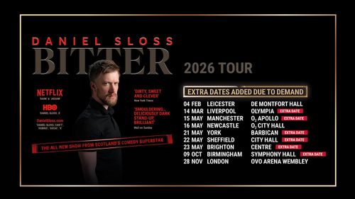 DANIEL SLOSS BITTER Daniel Sloss february 2026 to november 2026 tour poster