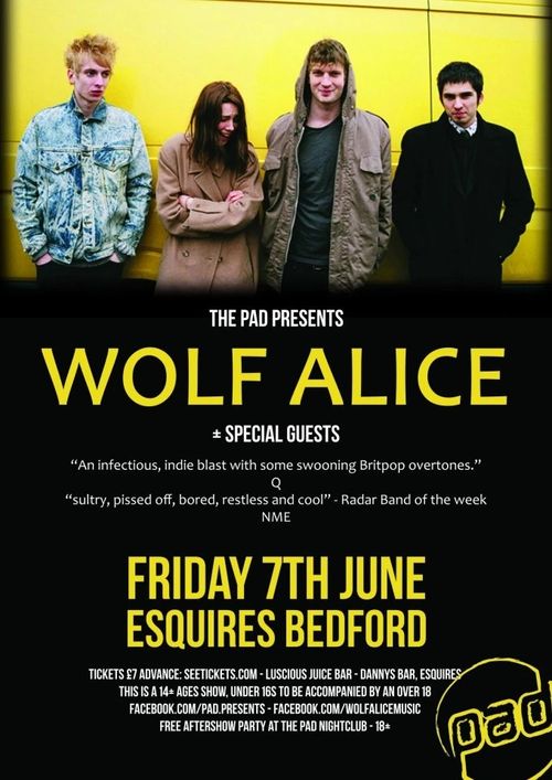 WOLF ALICE at Esquires on 7 June 2026 gig poster