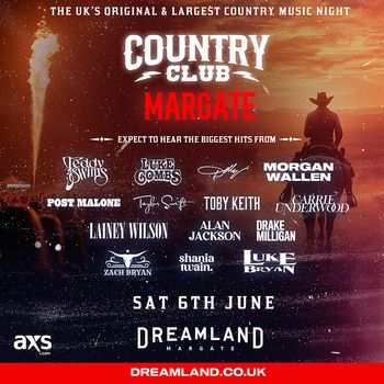 COUNTRY CLUB A POP PUNK CELEBRATION OF TAYLOR SWIFT, Dolly Parton, Morgan Wallen, Teddy Swims, Shania Twain, Drake Milligan, Zach Bryan, Post Malone, Luke Combs, Toby Keith, Carrie Underwood, Lainey Wilson, Luke Bryan, Alan Jackson at Dreamland on 6 June 2026 gig poster