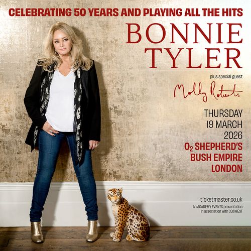 Bonnie Tyler Molly Roberts at O2 Shepherd's Bush Empire on 19 March 2026 gig poster
