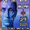 FRI 3RD APR Rising Ashes, Stiv, Hallucination gig poster