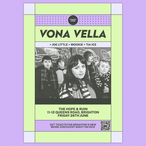 VONA VELLA Tia Ice, Joe Little, Mookie at The Hope & Ruin on 26 June 2026 gig poster