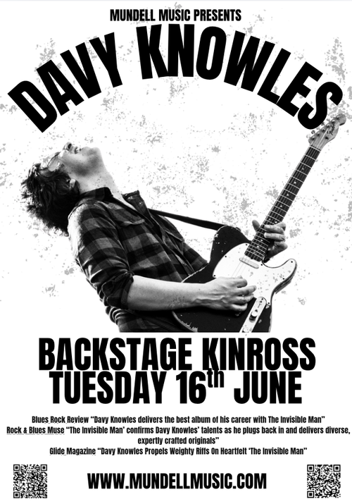Davy Knowles at Backstage on 16 June 2026 gig poster
