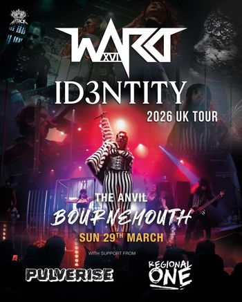 ID3NTITY 2026 UK TOUR Pulverise, Regional One, W.A.S.P. at The Anvil on 29 March 2026 gig poster