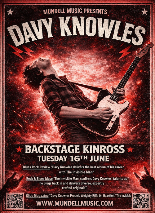 Davy Knowles at Backstage on 16 June 2026 gig poster