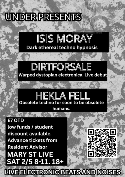 UNDER PRESENTS DIRTFORSALE, HEKLA FELL, ISIS MORAY at MARY ST LIVE on 2 May 2026 gig poster