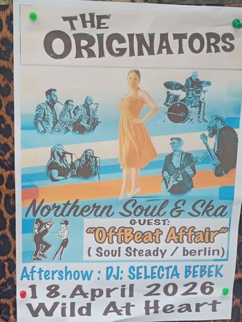 THE ORIGINATORS OffBeat Affair at Wild At Heart on 18 April 2026 gig poster
