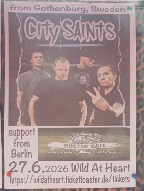 City Saints Buster Call at Wild At Heart on 27 June 2026 gig poster