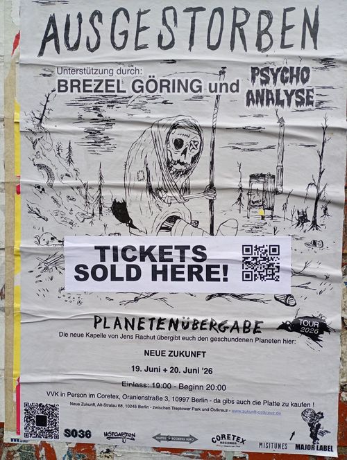 AUSGESTORBEN PLANETENÜBERGABE, PSYCHO ANALYSE, Brezel Göring june 2026 tour poster