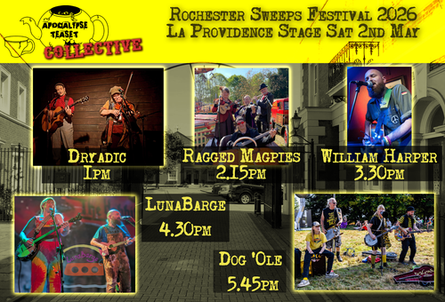 Rochester Sweeps Festival 2026 LunaBarge, Ragged Magpies, Dryadic, Dog 'Ole, William Harper may 2026 tour poster