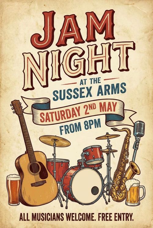 JAM NIGHT at Sussex Arms on 2 May 2026 gig poster
