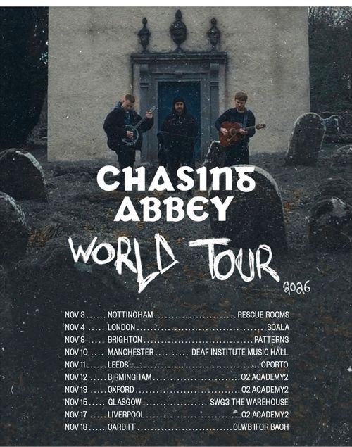 CHAS1NG ABBEY november 2026 tour poster