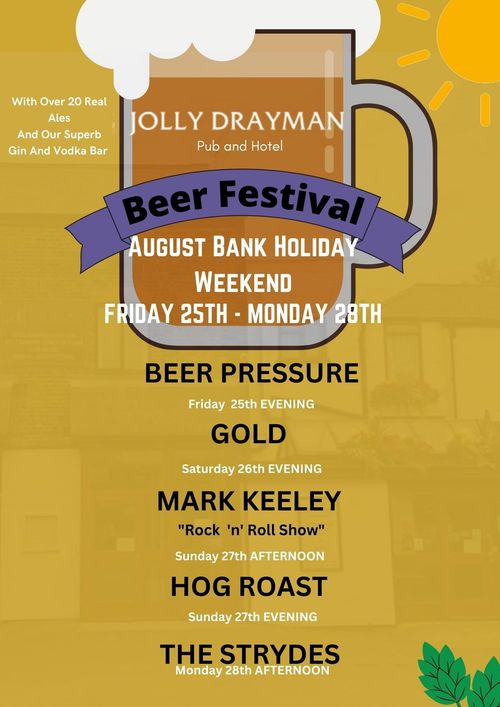 Beer Festival THE STRYDES, HOG ROAST, MARK KEELEY, BEER PRESSURE, Gold august 2023 tour poster