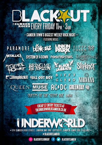 BLACKOUT by Camden Rocks Various Artists at The Underworld on 8 May 2026 gig poster