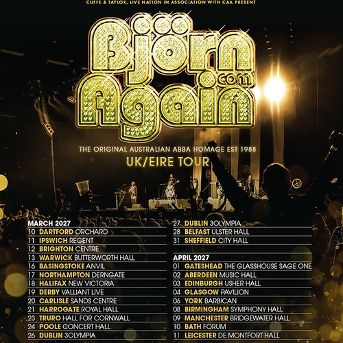 Bjorn Again - UK/Eire Tour Bjorn Again march 2027 to april 2027 tour poster