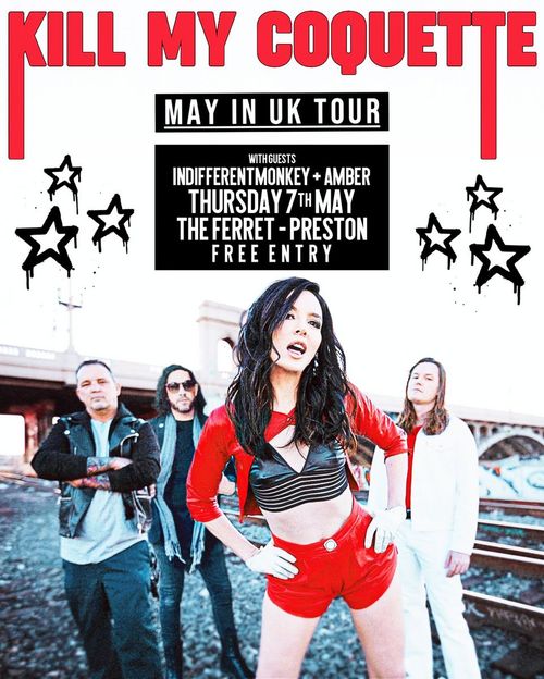 KILL MY COQUETTE - MAY IN UK TOUR Amber, Kill My Coquette, INDIFFERENTMONKEY at THE FERRET on 7 May 2026 gig poster