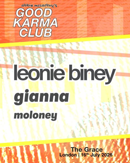 abbie mccarthy's GOOD KARMA CLUB Leonie Biney, moloney, Gianna at The Grace on 16 July 2026 gig poster