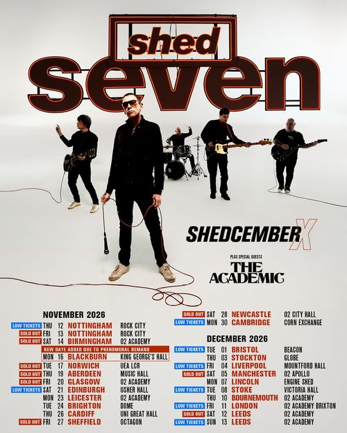 Shed Seven - SHEDCEMBER X Shed Seven, The Academic november 2026 to december 2026 tour poster