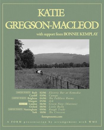 KATIE GREGSON-MACLEOD with support from BONNIE KEMPLAY Katie Gregson-MacLeod, Bonnie Kemplay at Ark on 5 June 2026 gig poster