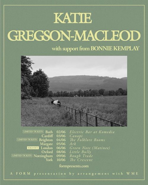 KATIE GREGSON-MACLEOD with support from BONNIE KEMPLAY Katie Gregson-MacLeod, Bonnie Kemplay june 2026 tour poster