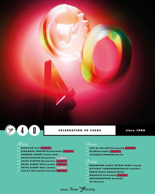 2026 Tour Pixies Pixies may 2026 to july 2026 tour poster