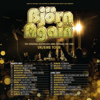 Björn Again - UK/Eire Tour Björn Again at Regent Theatre on 11 March 2027 gig poster