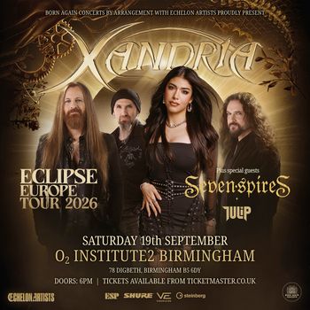 Xandria - Eclipse Europe Tour 2026 Sevenspires, julip, Xandria at O2 INSTITUTE2 on 19 September 2026 gig poster