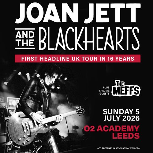 JOAN JETT AND THE BLACKHEARTS The Meffs at O2 Academy on 5 July 2026 gig poster
