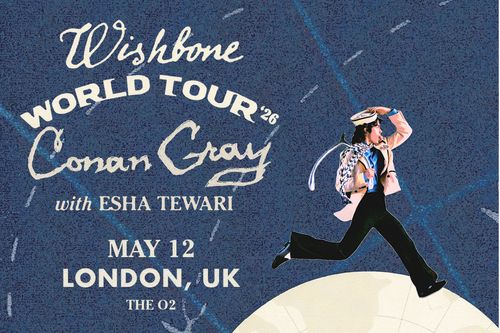 Wishbone WORLD TOUR '26 Conan Gray with Esha Tewari Esha Tewari, CONAN GRAY at The O2 on 12 May 2026 gig poster
