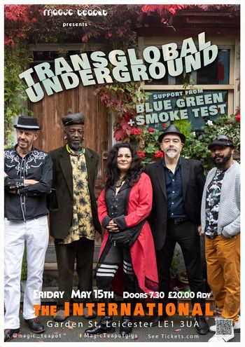 Transglobal Underground Smoke Test, The Blue Green at The International on 15 May 2026 gig poster