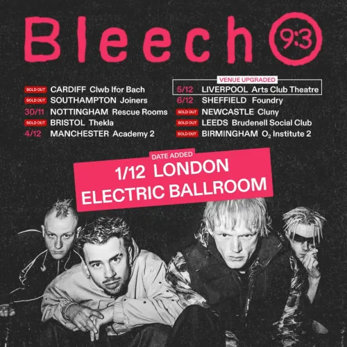 Bleech 9:3 Bleech november 2023 to december 2023 tour poster