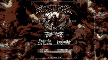Guilttrip - Armour Of Angels UK/EU 2026 Guilt Trip, Sodomize, Psycroptic, Justice for the Damned october 2026 tour poster