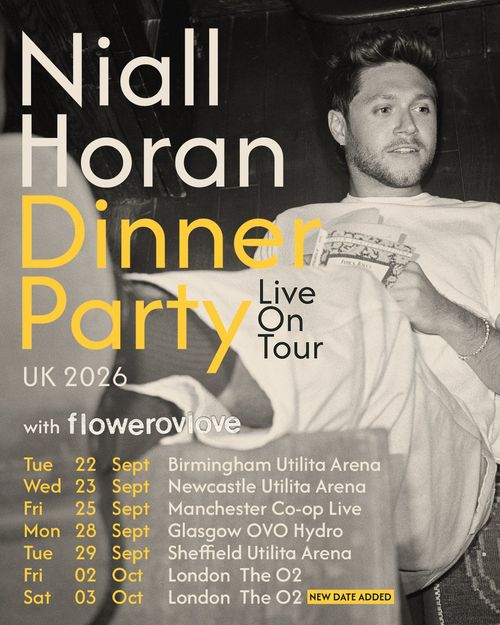 Niall Horan Dinner Party Live On Tour flowerovlove, Niall Horan september 2026 to october 2026 tour poster