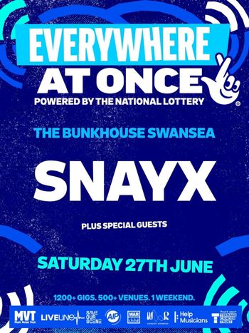 SNAYX at The Bunkhouse on 27 June 2026 gig poster