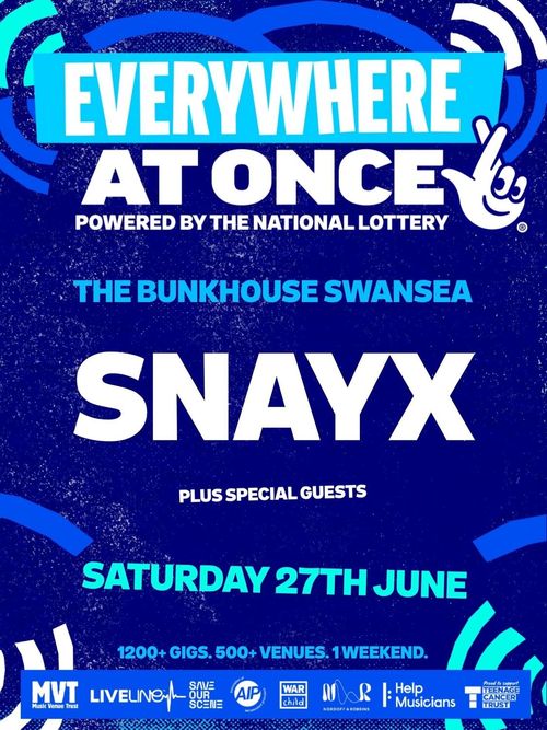 SNAYX at The Bunkhouse on 27 June 2026 gig poster