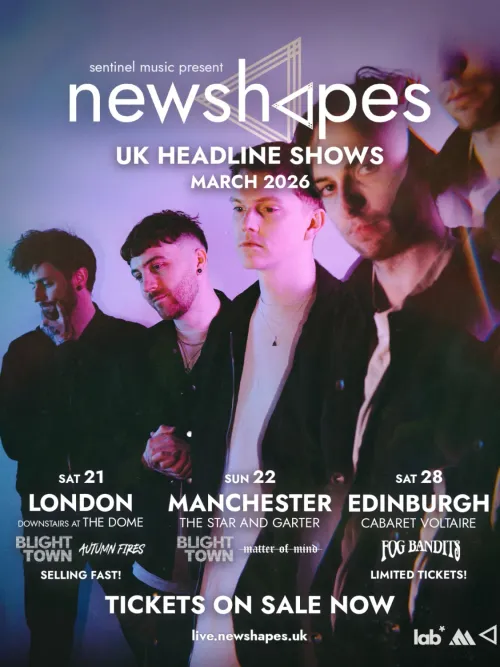 newshapes UK HEADLINE SHOWS MARCH 2026 AUTUMN FIRES, newshapes, FOG BANDITS, Blight Town, Matter of Mind march 2026 tour poster