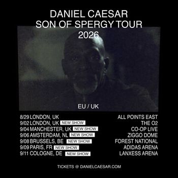 DANIEL CAESAR SON OF SPERGY TOUR 2026 Daniel Caesar at Adidas Arena on 9 September 2026 gig poster