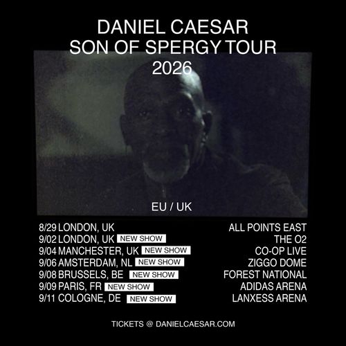 DANIEL CAESAR SON OF SPERGY TOUR 2026 Daniel Caesar august 2026 to september 2026 tour poster