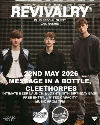 REVIVALRY Zak Rashid at Message in a Bottle on 22 May 2026 gig poster