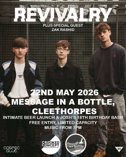REVIVALRY Zak Rashid at Message in a Bottle on 22 May 2026 gig poster
